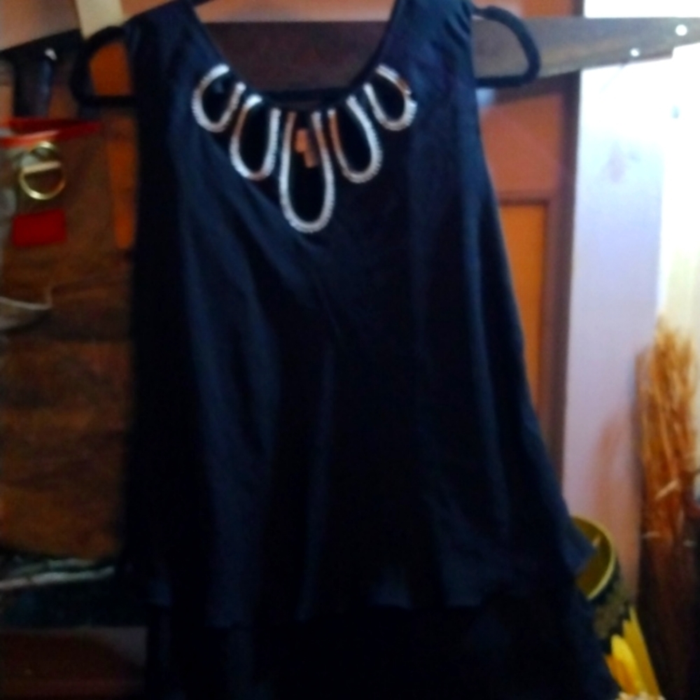 Black dress with 4layers of ruffles silky slinky dew